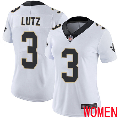 New Orleans Saints Limited White Women Wil Lutz Road Jersey NFL Football 3 Vapor Untouchable Jersey